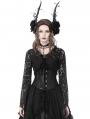 Black Vintage Gothic Lace Long Bell Sleeves Short Cape for Women