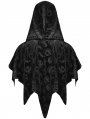 Black Gothic Skull Pattern Velvet Bat Hooded Short Cape for Women