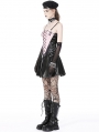 Pink and Black Gothic Grunge Locomotive Rebel Leather Mini Dress