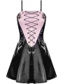 Pink and Black Gothic Grunge Locomotive Rebel Leather Mini Dress