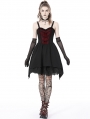 Black and Red Gothic Cute Bow Strap Mini Dress