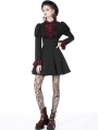 Black Gothic Blood Preppy Long Sleeve Short Dress