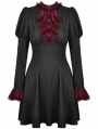 Black Gothic Blood Preppy Long Sleeve Short Dress