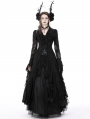 Black Gothic Romantic Hollow Out Sexy Lace Long Shirt Dress