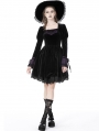 Black Gothic Walpurgis Night Purple Splicing Short Velvet Dress