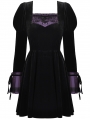 Black Gothic Walpurgis Night Purple Splicing Short Velvet Dress