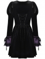 Black Gothic Walpurgis Night Purple Splicing Short Velvet Dress