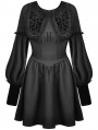 Black Gothic Cross Coffin Collar Long Sleeve Short Doll Dress