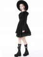 Black Gothic Bat Collar Long sleeve Short Dress