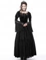 Black Gothic Vintage Gorgeous Velvet Lace Splicing Maxi Party Dress