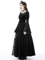 Black Gothic Vintage Gorgeous Velvet Lace Splicing Maxi Party Dress