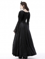 Black Gothic Vintage Gorgeous Velvet Lace Splicing Maxi Party Dress
