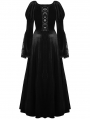 Black Gothic Vintage Gorgeous Velvet Lace Splicing Maxi Party Dress