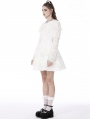 White Angel Gothic Lace Frilly Long Sleeve Daily Wear Dress