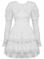 White Angel Gothic Lace Frilly Long Sleeve Daily Wear Dress
