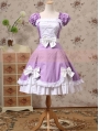 Purple and White Short Sleeves Bow Sweet Lolita Dress