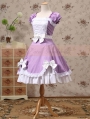 Purple and White Short Sleeves Bow Sweet Lolita Dress