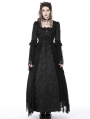 Black Gothic Retro Court Embroidery Long Sleeve Lace Maxi Party Dress