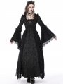 Black Gothic Retro Court Embroidery Long Sleeve Lace Maxi Party Dress