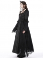 Black Gothic Retro Court Embroidery Long Sleeve Lace Maxi Party Dress