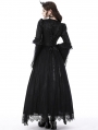 Black Gothic Retro Court Embroidery Long Sleeve Lace Maxi Party Dress