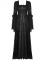 Black Gothic Retro Court Embroidery Long Sleeve Lace Maxi Party Dress