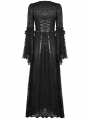 Black Gothic Retro Court Embroidery Long Sleeve Lace Maxi Party Dress