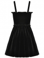Black Gothic Bloody Lace Up Short Velvet Strap Party Dress