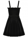 Black Gothic Bloody Lace Up Short Velvet Strap Party Dress