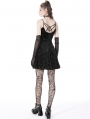 Black Gothic Velvet Skull Pattern Short Strap Dress