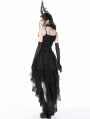 Black Gothic Ghost Frilly Lace High-Low Strap Party Dress