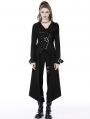 Black Gothic Punk Asymmetrical Hooded Long Coat for Women