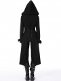 Black Gothic Punk Asymmetrical Hooded Long Coat for Women