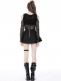 Black Gothic Rebel Rock Cross Bag Pleated Skirt with Leg Strap
