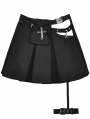 Black Gothic Rebel Rock Cross Bag Pleated Skirt with Leg Strap