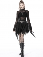 Black Gothic Irregular Messy Mesh Short Skirt