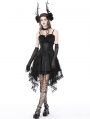 Black Gothic Luxe Court Lace Up Frilly Mesh Tunic Skirt