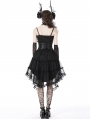 Black Gothic Luxe Court Lace Up Frilly Mesh Tunic Skirt