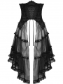 Black Gothic Luxe Court Lace Up Frilly Mesh Tunic Skirt