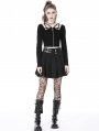 Black Gothic Punk Daily Wear Long Sleeve Short Top for Women