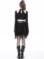 Black Gothic Sexy Keyhole Bell Sleeves Crop Top for Women