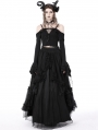 Black Gothic Princess Off-the-Shoulder Long Sleeve Short Shirt for Women