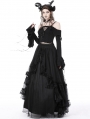Black Gothic Princess Off-the-Shoulder Long Sleeve Short Shirt for Women