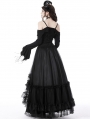 Black Gothic Princess Off-the-Shoulder Long Sleeve Short Shirt for Women