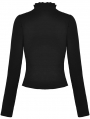 Black Gothic Punk Net Metal Buckle Long Sleeve T-Shirt for Women
