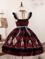 Blue/Red Sweetheart Alice Diamond Print Halter Sweet Lolita JSK Dress