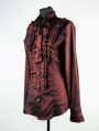 Wine Red Long Sleeves Bowtie Gothic Blouse for Men