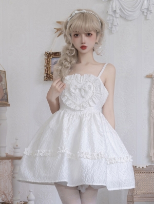 Black/White Sweetheart Ruffle Sweet Sleeveless Lolita JSK Dress