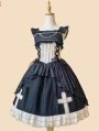 Immortal Song Black Ruffle Square Neckline Classic Lolita JSK Dress