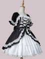 White and Black Dolly Bowknot Short Sleeve Classic Lolita OP Dress